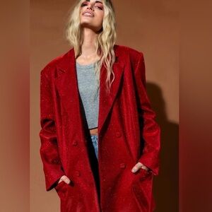 Dressed in Lala To The Disco Red Sparkle Boyfriend Blazer